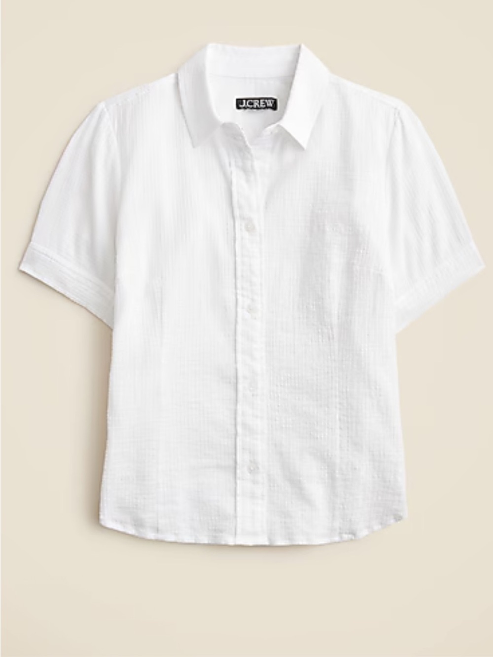 J. Crew Women’s Short-Sleeve Button-Down Shirt in White Gauze